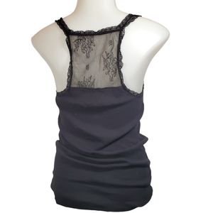 AMERICAN EAGLE black ribbed tank top with lace back detail